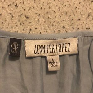 Cold shoulder baby blue Jennifer Lopez top